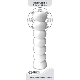 AURA VARIETY ® PRODUCTS 7 KNOBS WHITE FIGURE 7" VELA DE FIGURA BLANCO DE 7 PERILLAS SPELL HOODOO PAGAN - 48 CANDLES CARTON
