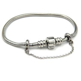 ICYROSE the Forever Bracelet Stainless Steel Starter Charm Bracelet Barrel Snap Clasp Fits European Style Beads (7.5 inches)