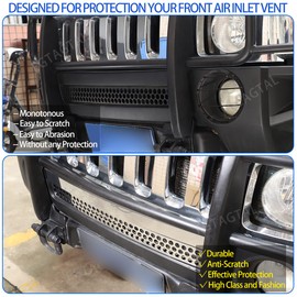 Front Bumper Grille Cover Compatible with Hummer H3 2005-2009, Car Air Inlet Vent Grille Cover, Exterior Air Inlet Grille Frame Mesh Bezel Cover, 2 PCS, Bright Silver