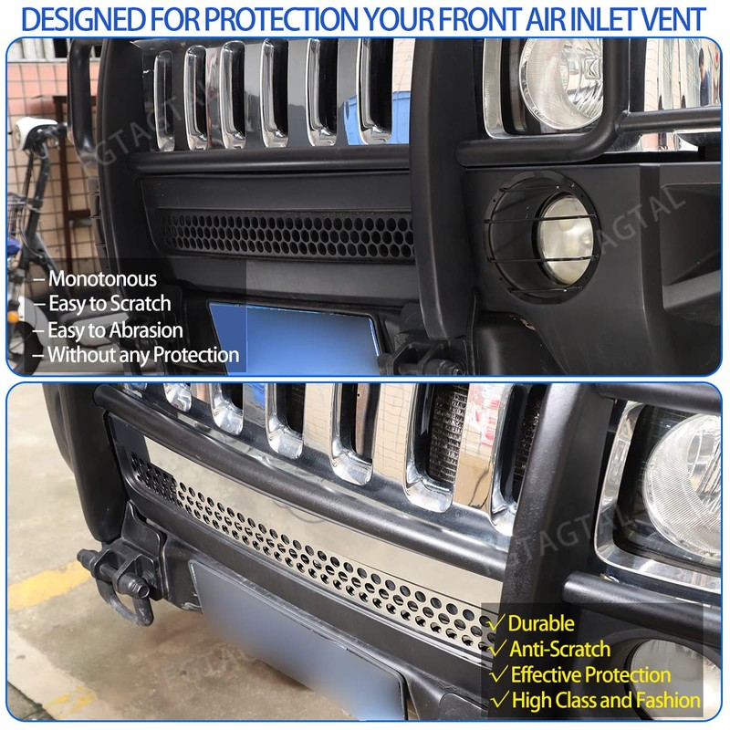 Front Bumper Grille Cover Compatible with Hummer H3 2005-2009, Car