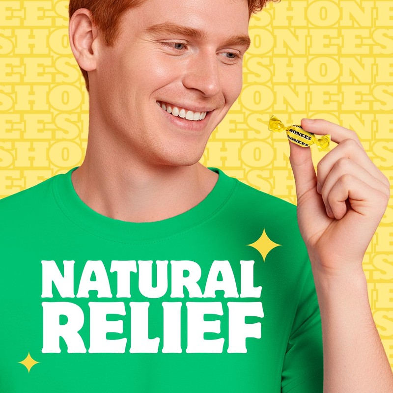 Honees Filled Honey Lemon Cough Drops- Filled with Honey, Menthol,