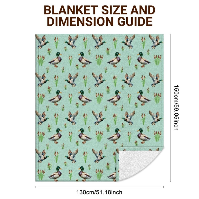 WADORN Wild Mallard Duck Throw Blanket, Cozy Soft Ducks Reeds