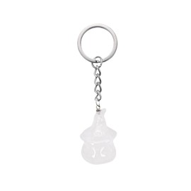 RECKSI Pumpkin Skeleton Crystal Stone Keychain, Natural Crystal Gemstone Keychain for Women, Car Keys, Purse and Bag Charms, Protective Key Chain Accessories, Rock Quartz