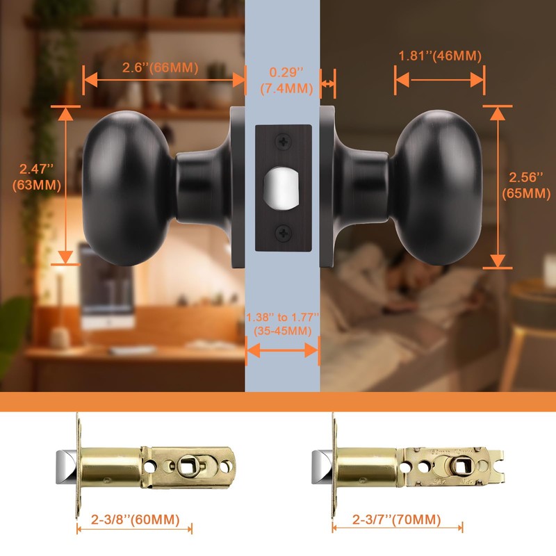 Gobrico 8 Pack Passage Door Knobs Oil Rubbed Bronze Egg