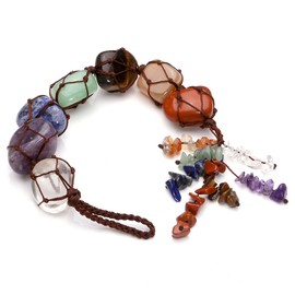 JSDDE 7 Chakra Healing Crystals Hanging Tumbled Stone Feng Shui Car Home Window Decoration