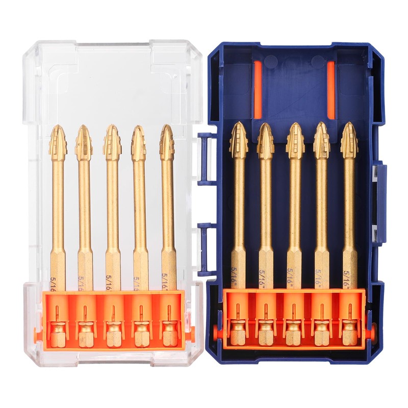 HPHOPE Upgraded 5/16" Four-Flute Eccentric Drill Bit Set 10Pcs, New