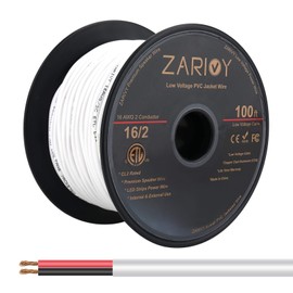 Zarivy 100 Feet 16 Gauge 2 Conductors Red Black Wire with Fire Resistant CL2 White Jacket, 16 AWG Electrical Hookup Wire LED Strips Extension Cord Cable for LED Ribbon Lamp Tape Lighting