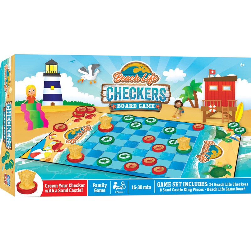 MasterPieces - Beach Life Checkers Board Game