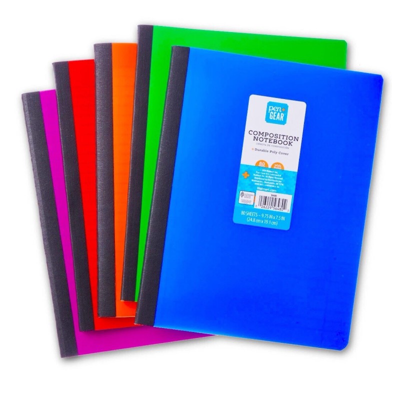 pen+gear composition book 80 Sheets Durable POLY Cover, WIDE RULED,