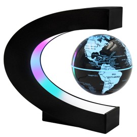 Surplex Luminous Floating World Globe with 7 Color Lights, C Shape Automatic Rotating Globe, Magnetic Field Floating World Map, Educational, Home/Office Desk Decoration