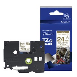 TZe-R254 Peatouch Ribbon Tape, Gold Letter/White, 24mm