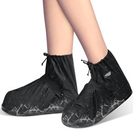 Cubiertas De Zapatos Impermeable, Reutilizable Protector De Zapatos con Tira Reflectante y Cremalleras, Protector De Zapatos Impermeable para Exteriores para Hombres y Mujeres