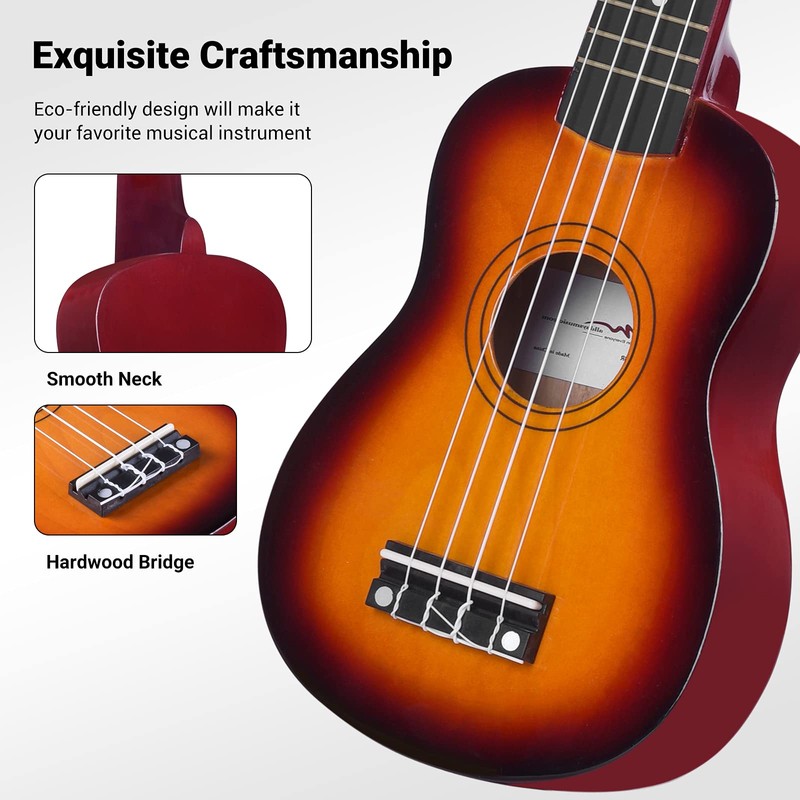 ADM Ukulele for Beginners Hawaiian Wood Ukelele Kit for Kids