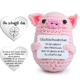 Aonveki Pocket Hug Lucky Pigs, Creative Knitting Wool, Positive Pig and Small Hug, Lucky Charm, Courage Gift, Lucky Charm Exam Gift