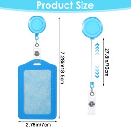 48pcs Retractable Badge Reels Multicolor Name ID Card Holder PU Leather Business Badge Holder Decorative with Clip Vertical ID Badges Holders for Students Teachers Nurses Doctors Office School Travel