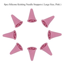 8pcs Knitting Needle Stoppers, Pink Large Silicone Knitting Needle Point Protector Needle Tip Cap Stitch Stopper Protector Cover Knitting Accessories Supplies for Knitting Needle, SATONBEYI