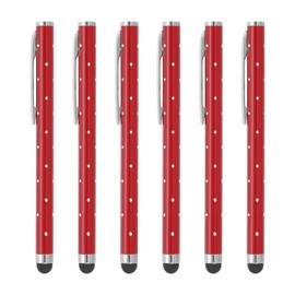 PATIKIL Stylus Pens for Touch Screens, 6 Pcs High Precision Universal Bling Stylus Crystal Metal Capacitive Pen for Touch Screen Devices Phone Tablets Laptop, Red