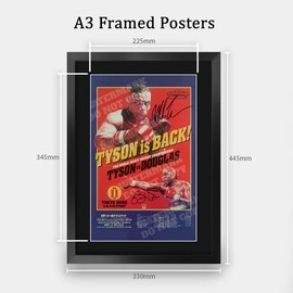 HWC Trading FR A3 Mike Tyson vs Buster Douglas 1990 Bout Gifts Printed Signed Autograph Poster for Boxer Memorabilia Fans - A3 Framed