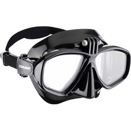 CRESSI Action Cam Mask Black/Black - Unisex Reduced Volume Dive Mask with Action Cam Mount, Black/Black, One Size