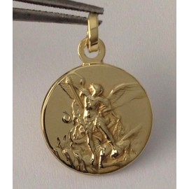 925 STERLING SILVER SAINT MICHAEL THE ARCHANGEL MEDAL - GOLD PLATED (GUARANTEED) - 100% MADE IN ITALY (Small Size)