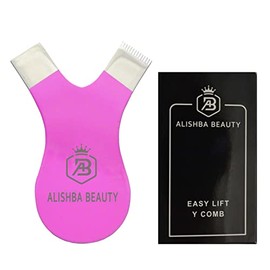 LUMESS ALISHBA BEAUTY STAINLESS STEEL EASY LIFT Y-COMB SHAPE LASH LIFT BRUSH LASH LIFT PERM TOOL, TINT TOOL, EYELASH LIFT & MAKEUP BEAUTY TOOL FOR LASH GRAFTING YCOMB TOOL (PINK)