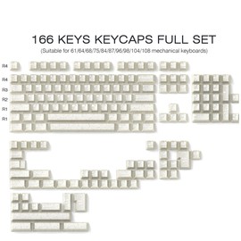 Sunzit White Keycaps,166 Keys PBT Custom Translucent Keycaps,Cherry Profile Crystal Jelly Keycap Set,Cute Shine Through Keyboard Key caps for Mechanical Keyboards