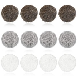 LEIFIDE 12 Pieces Real Rabbit Fur Pom Pom Kitty Cat Toy Fluffy Cat Balls Soft Fuzzy Balls for Kitty Pets Kitten Chase Quiet Play, 3 Inches in Diameter(Gray, Coffee, White)