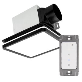 Akicon Bathroom Exhaust Fan with Light, 80CFM 2.0 Sones Powerful Bathroom Fan and Dimmer Switch Combo, 3CCT LED Light and Nightlight Ventilation Fan for Home, Square, Black