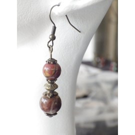 Picasso Jaspis Perlenohrringe und antike Bronzeperlen