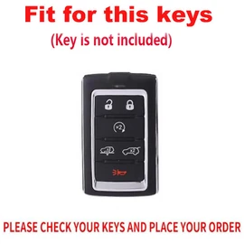 TECART Key Fob Cover with Keychain Leather Key Shell Case Protection Fit For 2024 Jeep Grand Cherokee L Grand Wagoneer, Brown