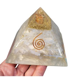 Harmoniekraft Orgonite Pyramid XL Large Green Aventurine, Lapis Lazuli, Amethyst, Selenite, Red Jasper, Black Tourmaline, 90-95 mm Agate 390-415gm Natural Gemstones