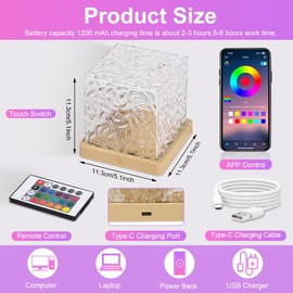 URAQT Starry Sky Projector, 30 Lighting Modes 16 Colours LED Night Light Dimming Crystal Type C 1200 mAh Night Light Lamp with Touch Control Remote Control Wave Lamp App Operation Control