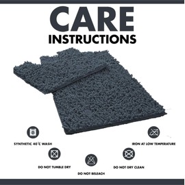 FAIRWAYUK 2 Piece Non-Slip Bath Pedestal Mat Sets Dark Grey, Microfiber Bathroom Shaggy Rugs, Water Absorbent, Machine Washable, Super Soft Bathmats