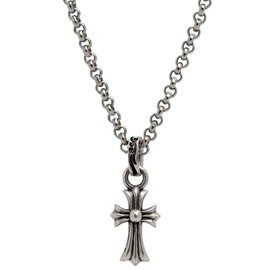 "silverKYASYA" Silver 925 Cross Charm Baby Fat Charm 925 Cross Pendant Cross Small with Stainless Steel Chain 17.7 inches (45 cm)!, No Gemstone