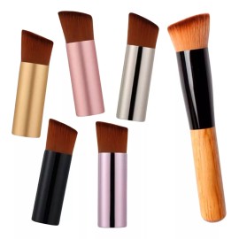 Universo en Linea Brocha Maquillaje Base Punta Diagonal Madera + Mini Brocha