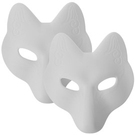 Alipis Kitsunes Fox Masks Blank Wolf Half Face Cosplay Masks Leather Cat Animal Costume DIY Kabuki Masks Masquerade Party Supplies for Cosplay Japanese Costume Drama Pack of 2