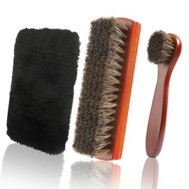 Shoe Brush Shoe Cleaning Brush 2 Pieces Horsehair Horse Hair Brush for Leather Shoe Brushes for Cleaning Shoe Brush Boot Brush Leather Shoes Boot Cleaning Brush Care Clean Dauber Applicators