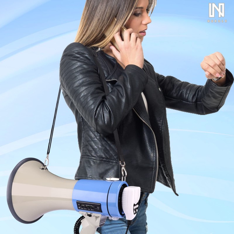 MGROLX 50 Watt Professional Bluetooth Megaphone Bullhorn Speaker with Rechargeable