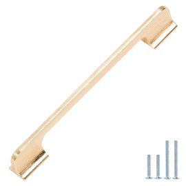 monti hardware | 10 Pack Brushed Satin Gold 8.8 Inch Hole Center | Solid Metal Cabinet Handles Bathroom Home Decor Drawer Pulls | Stainless Metal Kitchen Cabinet Handles | Togano Collection