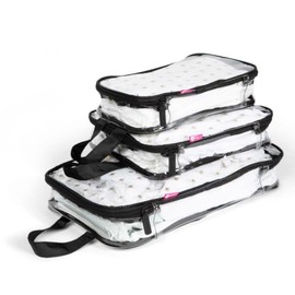 MIAMICA 3-Piece Luggage Packing Cubes, Black Bee Clear Design – Includes Small, Medium and Large Suitcase Organizers with Durable Design
