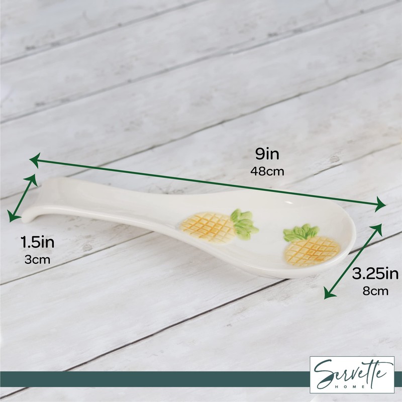 Ceramic Spoon Rest Kitchen Ladle and Spoon Holder - Pineapple