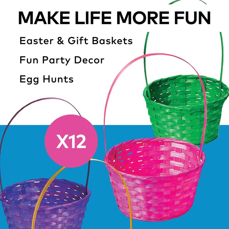 Fun Express Easter Baskets Bulk Set of 12 - Large