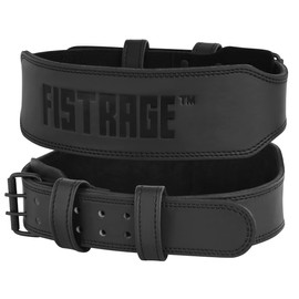 FISTRAGE Power Weight Lifting Buffalo Hide 4" Leather Belt Gym Back Support Strap Training Fitness Exercise for Tough Workouts | Power Lifters | Supports Lumber Lower Back (Medium, 4 Inches)