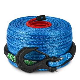 STEGODON Synthetic Winch Rope, 3/8" x100ft 23809LBS Dyneema Winch Rope 3/8 Heavy Duty Winch Cable with Protective Sleeve Forged Winch Hook for 4WD Off Road Vehicle Truck SUV (Blue)