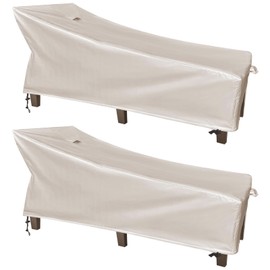 SIHAIAN Chaise Lounge Cover Waterproof Patio Lounge Chair Cover UV Resistant Lounger Covers Dust-Proof Outdoor Lounge Chair Covers 2Pack Patio Furniture Covers 78Lx32Wx35H in Beige