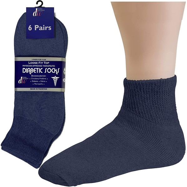 Debra Weitzner Diabetic Ankle Socks Mens Womens Non-binding Socks Loose Fit 6 Pairs