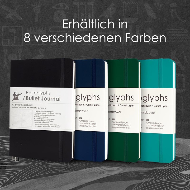 Hieroglyphs Bullet Journal - Dotted Notebook A5 - with System