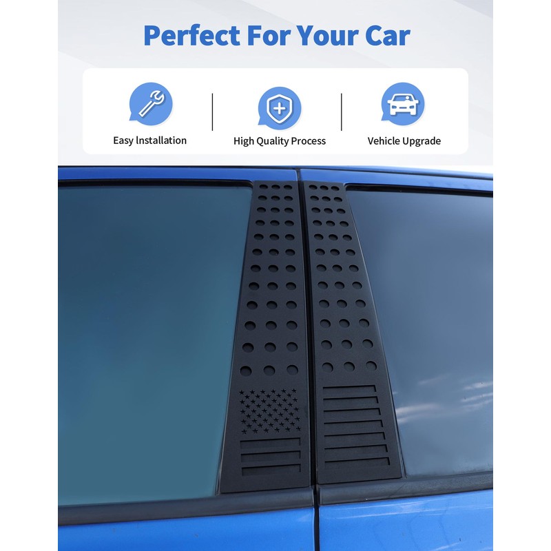 4pcs Aluminum Alloy American Flag Pillar Post Panel Trim for
