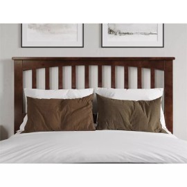 AFI Mission Full Wood Headboard with USB Charging Station in Walnut
