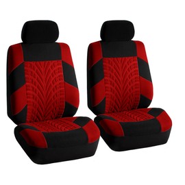 FH Group Car Seat Covers Front Set Premium Cloth -Covers for Low Back Car Seats with Removable Headrest,Universal Fit,Automotive SeatCover,Airbag Compatible Car SeatCover for SUV,Sedan,Van Red
